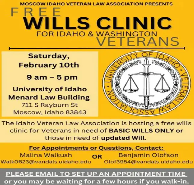 A flyer for the free wills clinic.